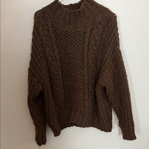 Cozy Brown Cable Knit Sweater